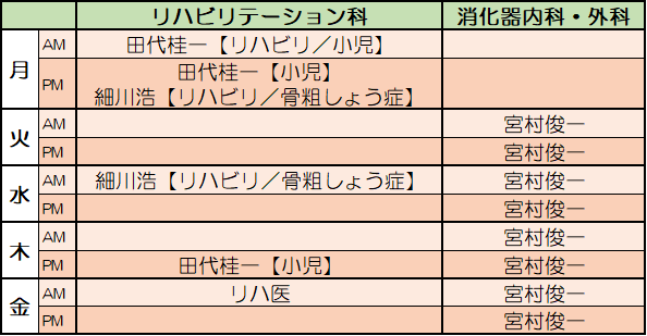 外来担当医表